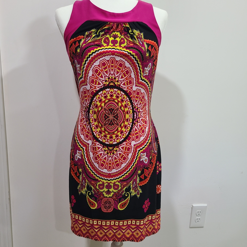 XOXO Pink and Black Ornate Mini Dress